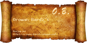 Orowan Barót névjegykártya